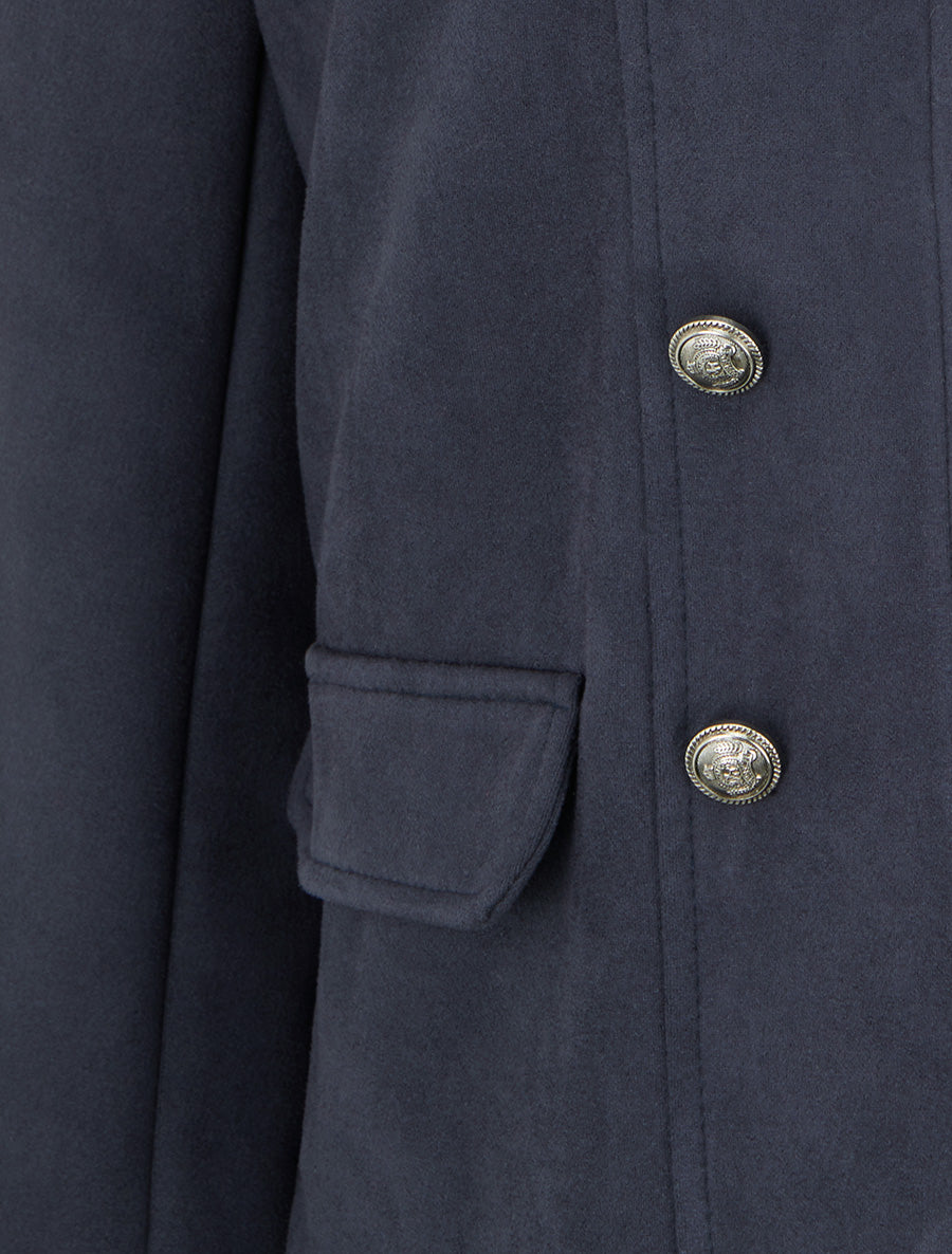 Veste en suédine à boutons décoratifs - Marine - 3