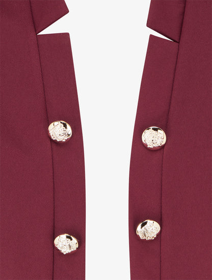 Veste droite ouverte style officier - Lie de vin - 3