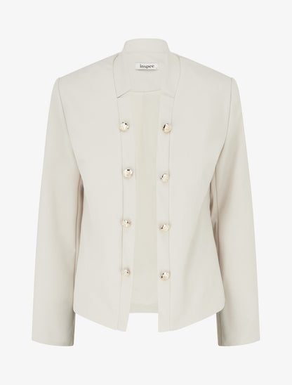 Veste droite ouverte style officier - Beige - 1
