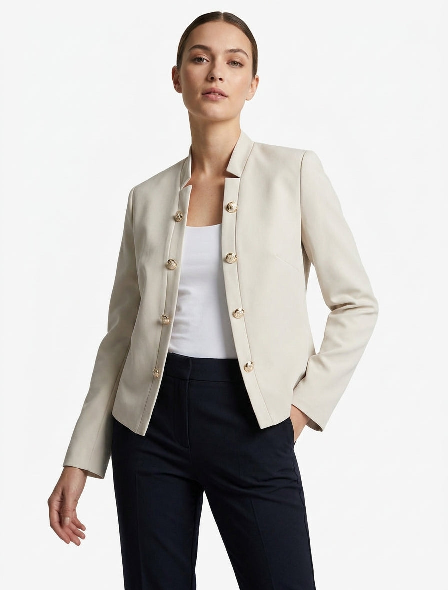Veste droite ouverte style officier - Beige