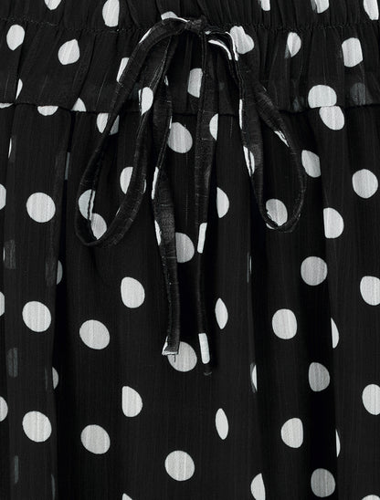 Jupe longue élastiquée à pois - Noir - 3