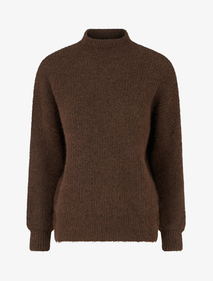 Pull en maille duveteux - Marron - 1