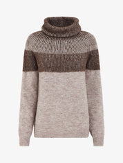 Pull en maille à col roulé - Taupe - 1