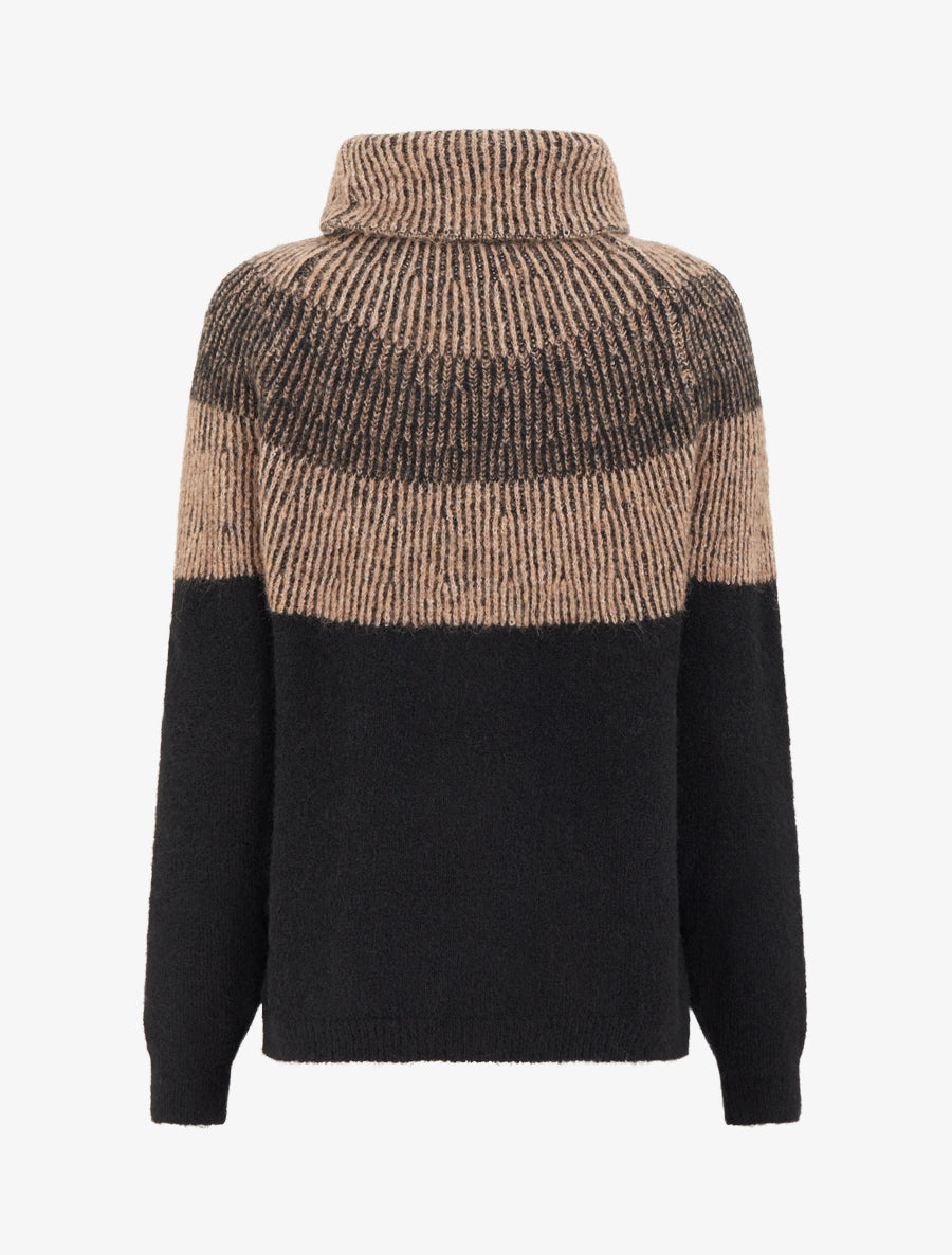 Pull en maille à col roulé - Noir - 2