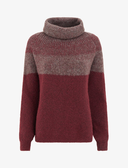 Pull en maille à col roulé - Bordeaux - 1