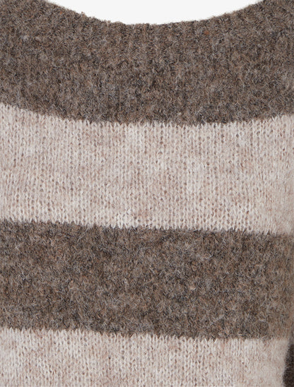 Pull en maille à rayures - Taupe - 3