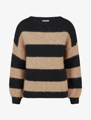 Pull en maille à rayures - Noir - 1