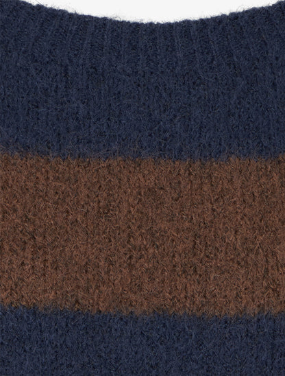 Pull en maille à rayures - Marine - 3