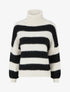 Pull rayé à col roulé - Crème/noir - 1