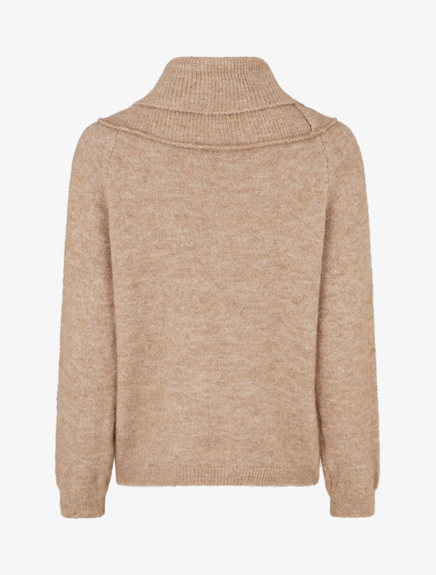 Pull en laine mélangée à col roulé - Beige - 2