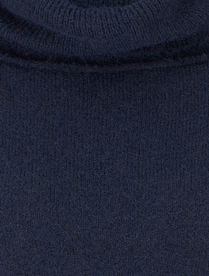 Pull en laine mélangée à col roulé - Marine - 3