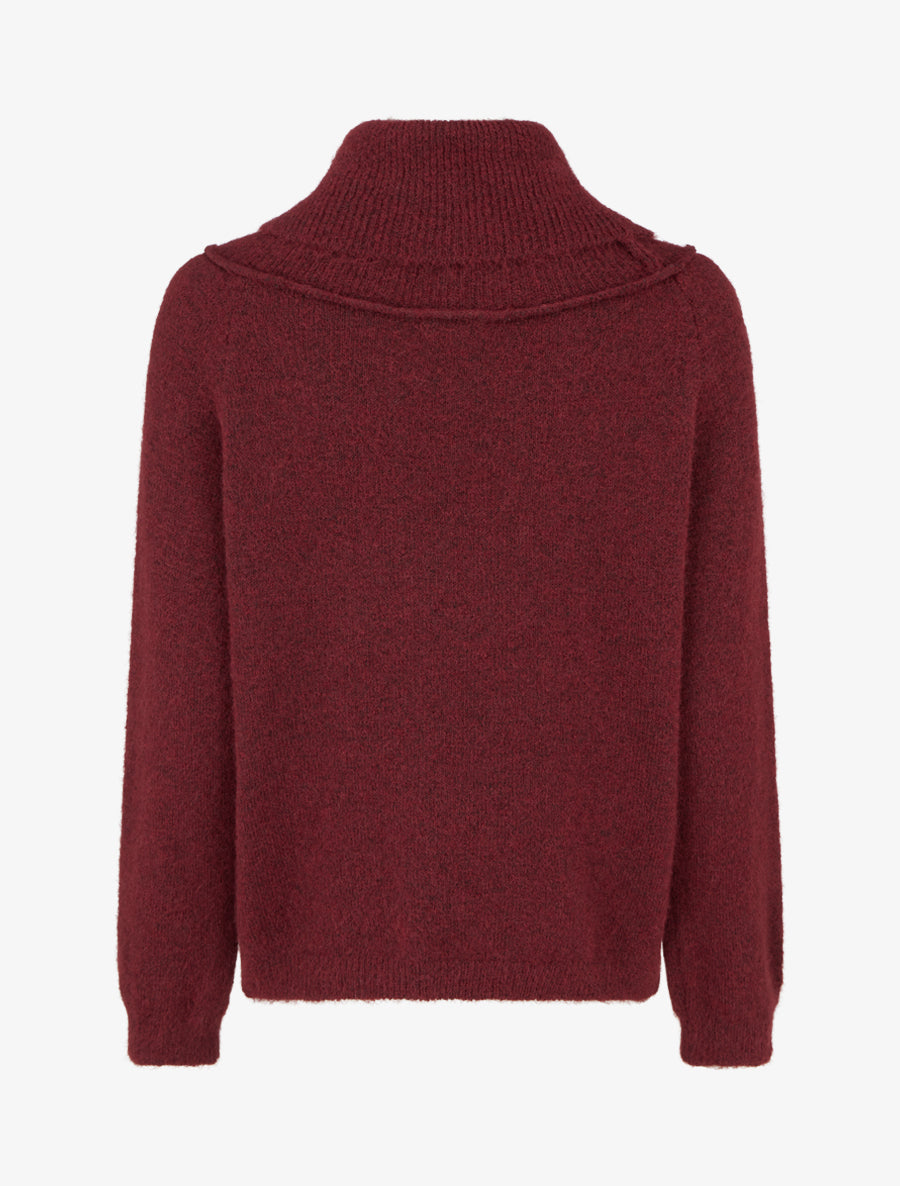 Pull en laine mélangée à col roulé - Bordeaux - 2