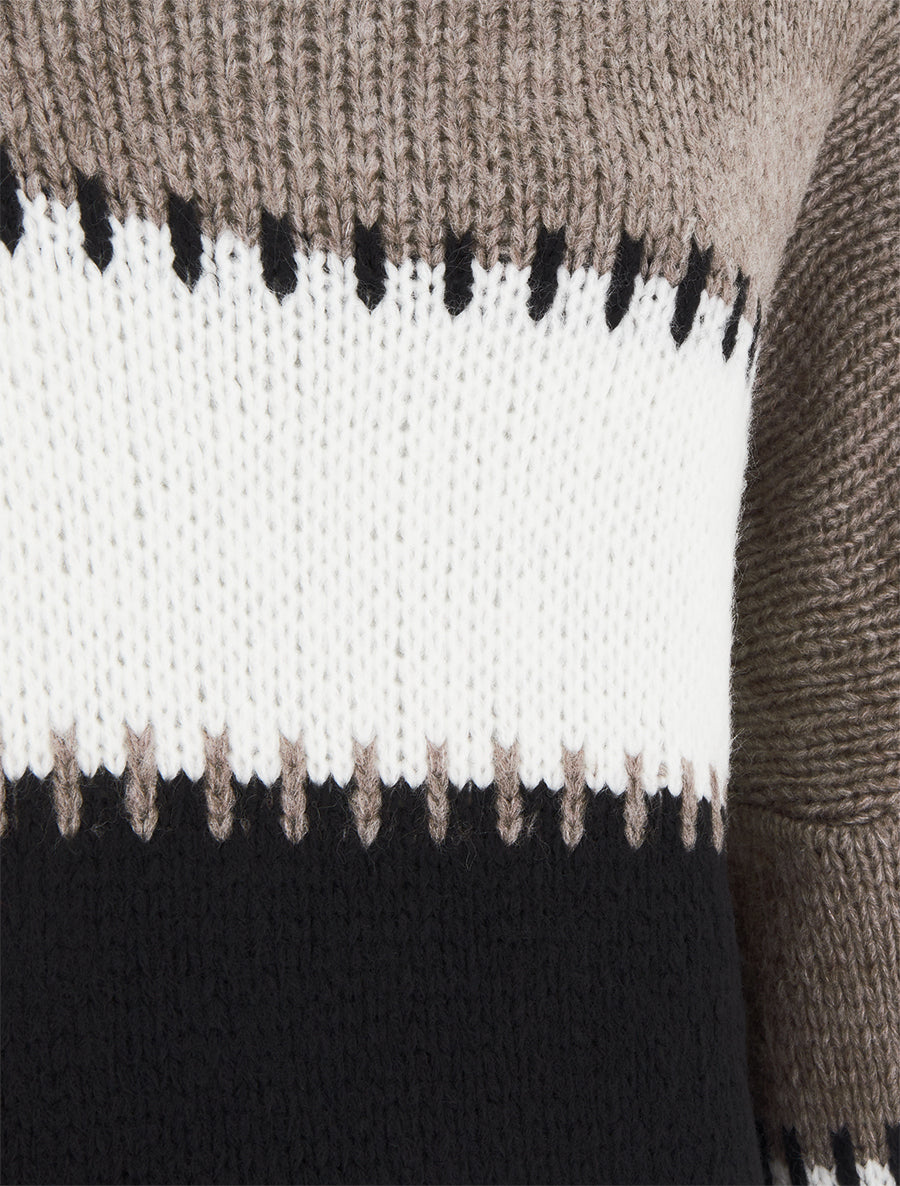 Pull rayé à col roulé - Taupe - 3