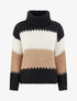 Pull col roulé à rayures - Noir - 1