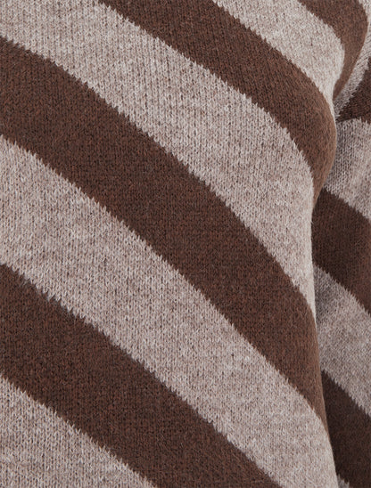 Pull à rayures diagonales - Taupe - 3