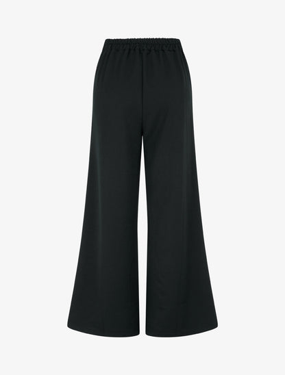 Pantalon ample taille haute élastiquée - Noir - 2