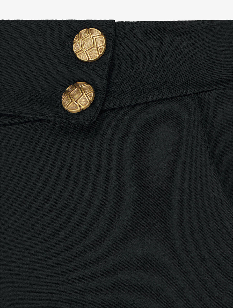 Pantalon ample taille haute élastiquée - Noir - 3