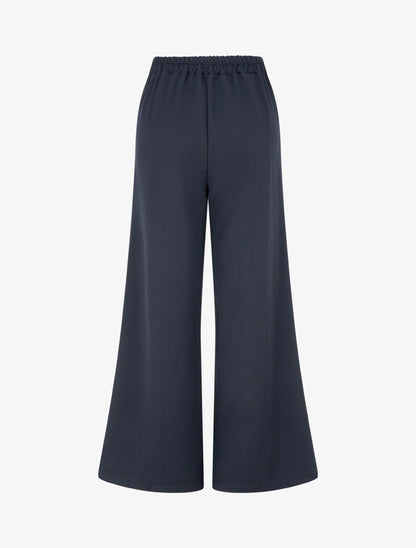 Pantalon ample taille haute élastiquée - Marine - 2