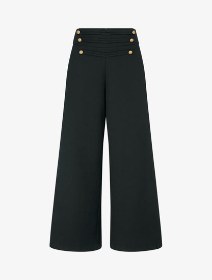 Pantalon à pont à boutons décoratifs - Noir - 1