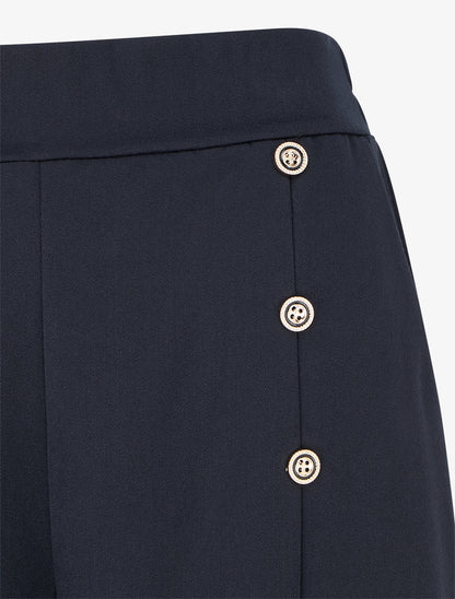 Pantalon pont coupe droite - Marine - 3