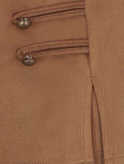 Jupe-short en suédine à boutons décoratifs - Camel - 3