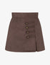Jupe-short en suédine à boutons décoratifs - Marron - 1