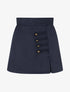 Jupe-short en suédine à boutons décoratifs - Marine - 1