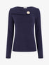 Pull fin à empiècement bijou - Marine - 1