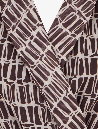 Blouse imprimée à col cache-coeur - Marron - 3