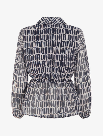 Blouse imprimée à col cache-coeur - Marine - 2