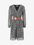 Robe mi-longue élastiquée imprimé graphique - Noir - 1