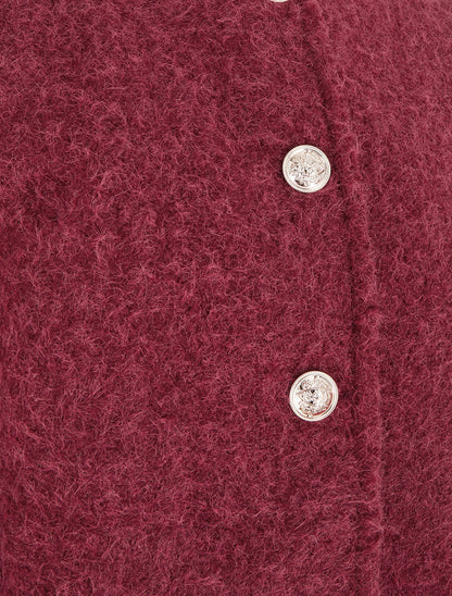 Veste courte duveuteuse et zippée - Rouge - 3