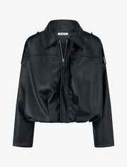 Veste simili ample style bomber - Noir - 1
