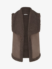Blouson sans manches effet peau de mouton - Marron - 1
