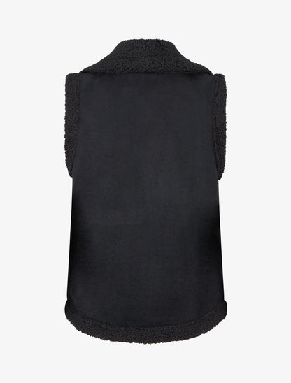 Blouson sans manches effet peau de mouton - Noir - 2