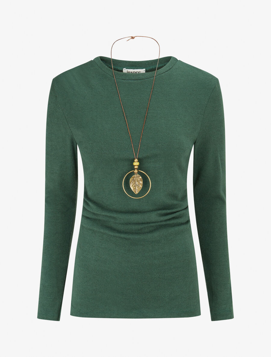 Pull fin plissé - Vert - 1