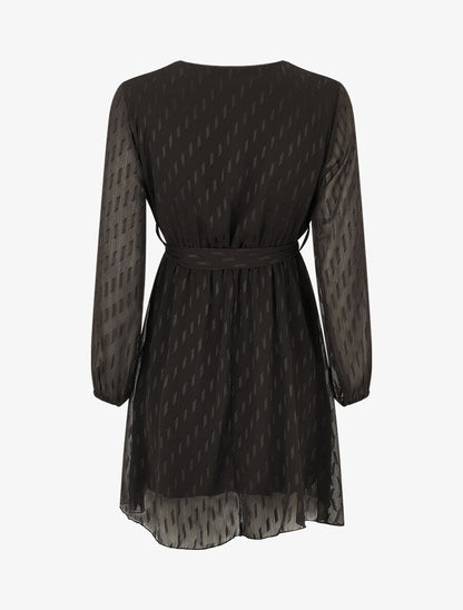 Robe mi-longue élastiquée unie - Noir - 2
