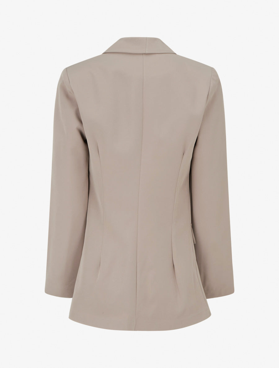 Veste droite à col rond et épaulettes - Bleu - 2