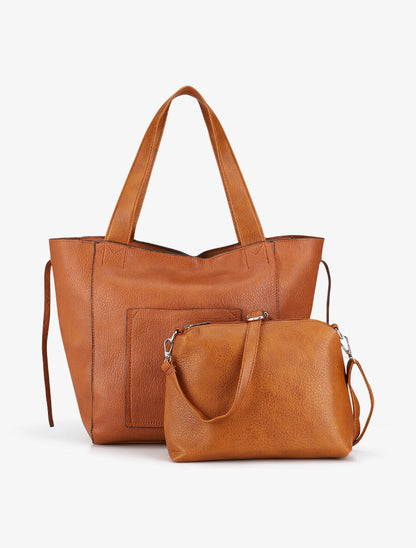 Sac cabas et pochette Julienne - Camel - 5