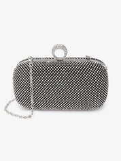 Minaudière à bords arrondis et strass - Noir - 1