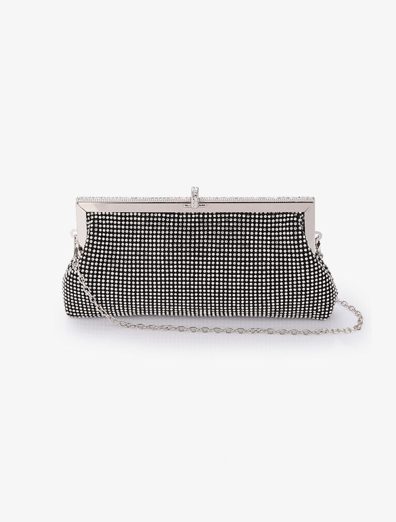 Pochette style bourse à strass - Noir - 3