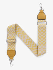 Bandoulière réglable en tissu motif graphique - Jaune - 3