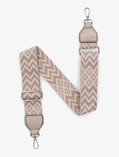 Bandoulière réglable en tissu motif graphique - Taupe - 1