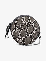 Minaudière ronde à imprimé python - Noir - 1