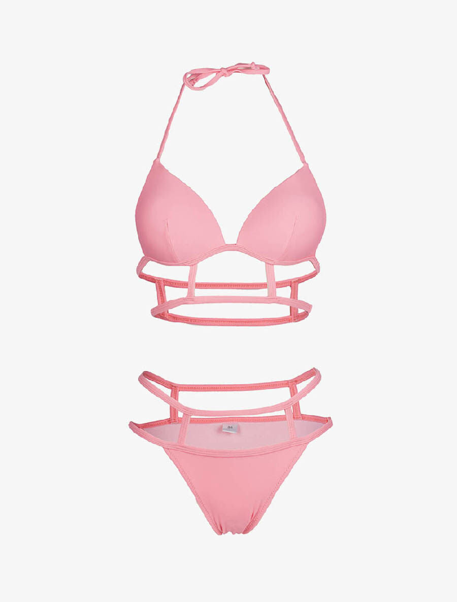 Bikini à harnais - Rose - 1