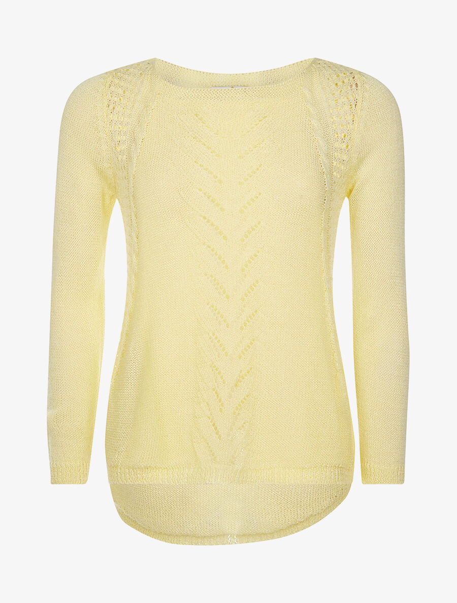 Pull en maille ajouré sur les côtés - jaune - 3