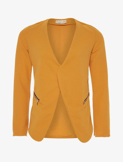 Veste ouverte asymétrique - moutarde - 1