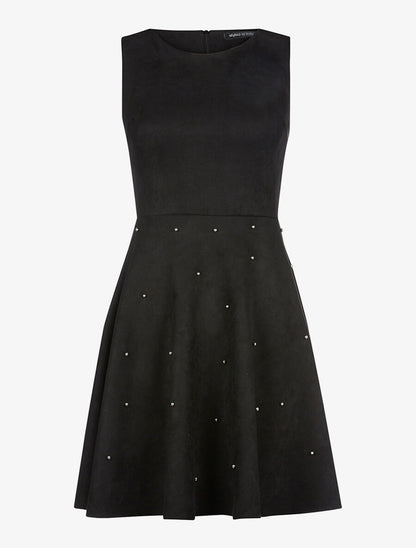 Robe daim bas à billes argentées - Noir - 1