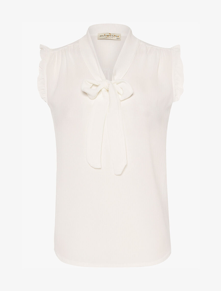 Blouse col à nouer - blanc - 3