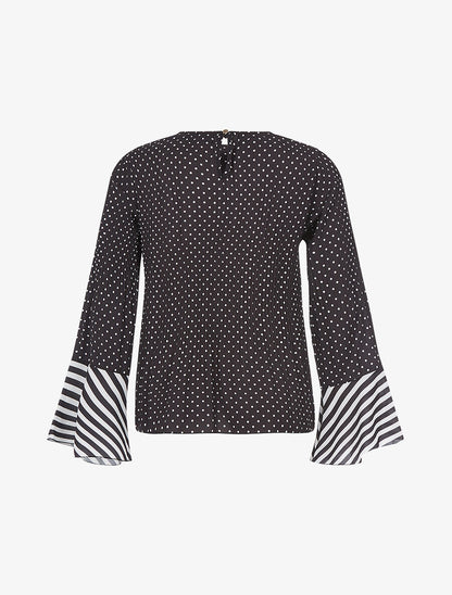 Blouse manches flutes à pois - noir - 2